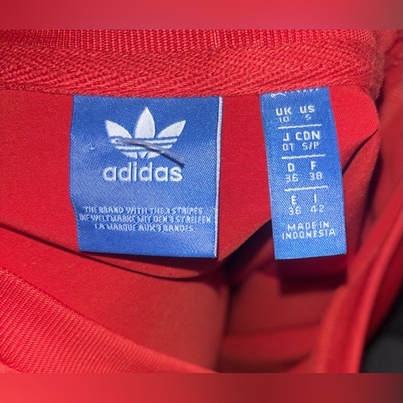 adidas Original Red Satin Trefoil Crew Neck Long Sleeve Sweat Shirt Size: Small - Picture 2 of 4